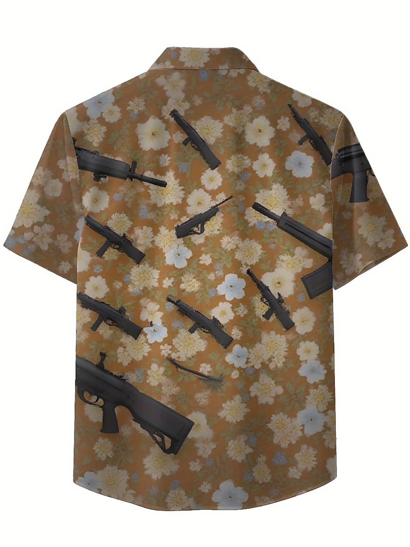 قمصان هاواي مقاس كبير للرجال نمط الزهور والبنادق، قمصان ألوها الفضفاضة للجنسين، ملابس بديلة