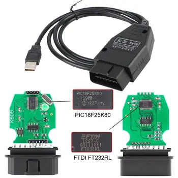 Pro VW/AUDI Commander 1.4 VAG K+CAN OBDII skener OBD2 diagnostické nástroje autopříslušenství s kabelem FT232RL PIC18F25K80 Chip 12 nejlepší prodej šestihranná nádobka VAG COM 12.12 - №5