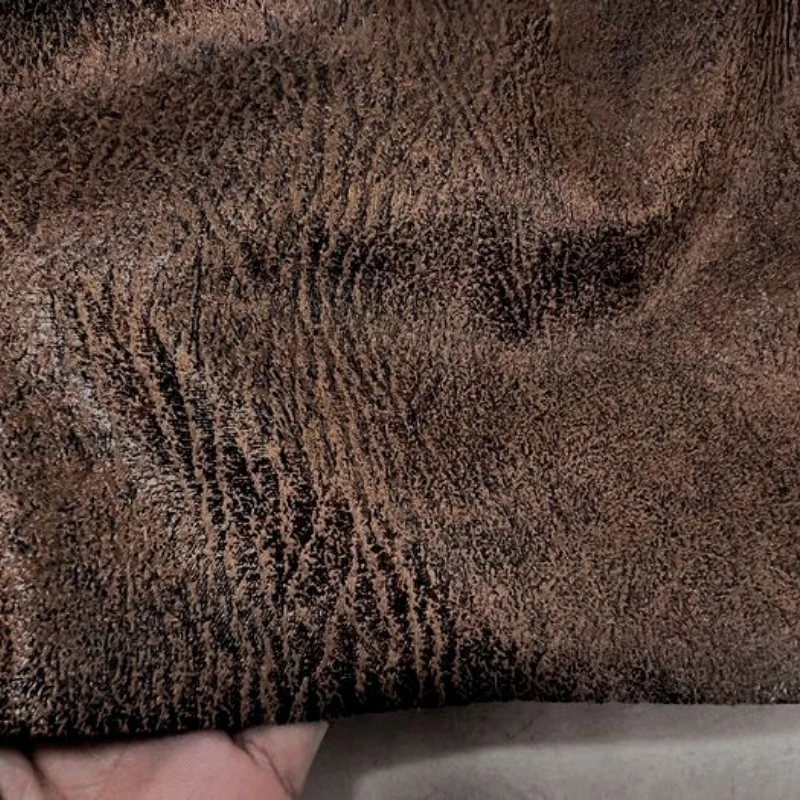 Suede Fabric Spring Autumn Style Coffee Color Cracked Bark Hot Embossed Synthetic Fiber for Clothing Diy Sewing By The Meter