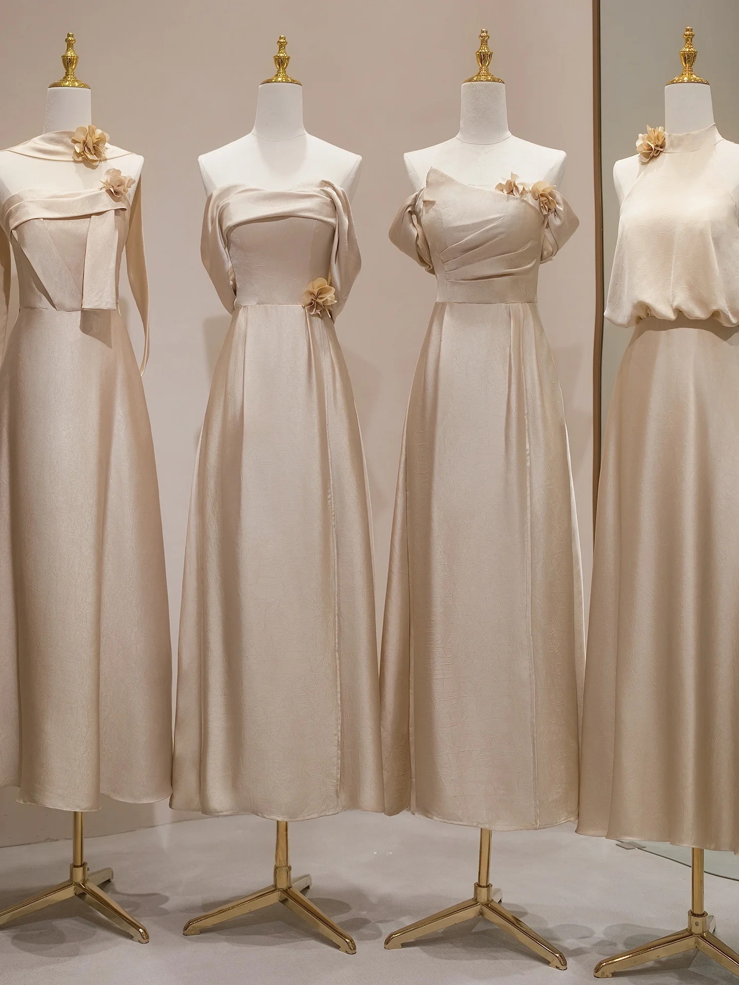 

Новые роскошные легкие платья для подружек невесты цвета шампань 2025 года, элитные, стройнящие, универсальные