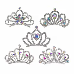 5Pcs Rhinestone Crown Embellishments Flatback Buttons Crowns Hair Bowknot Flower Wedding Decoration DIY Craft Supplies