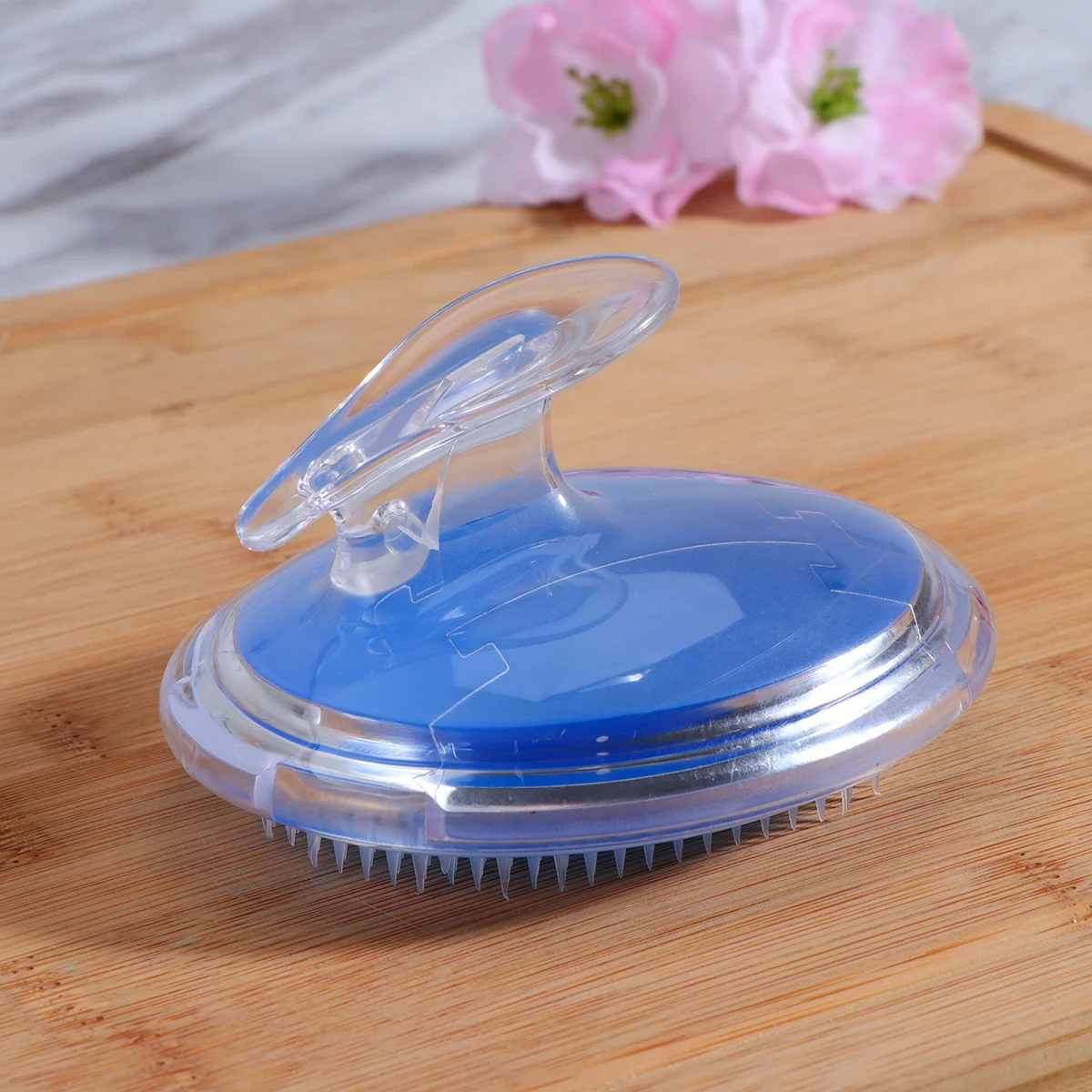 

Расческа для волос, синий круглый инструмент для массажа кожи головы, противоскользящая массажная щетка для волос из ПВХ, парикмахерская помощь для укладки волос