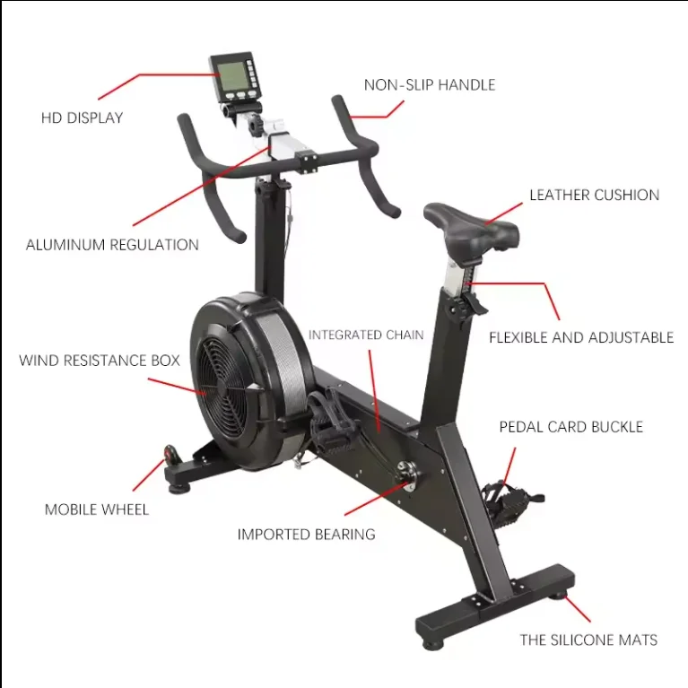 J S6 Gym Fitness Fan Bicycle Indoor Exercise Equipment Air Bike Wind Resistance Spinning Air Bike