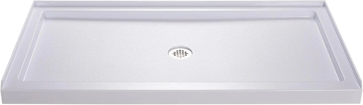 

DreamLine SlimLine 32 in. D x 54 in. W x 2 3/4 in. H Center Drain Single Threshold Shower Base in White, DLT-1132540