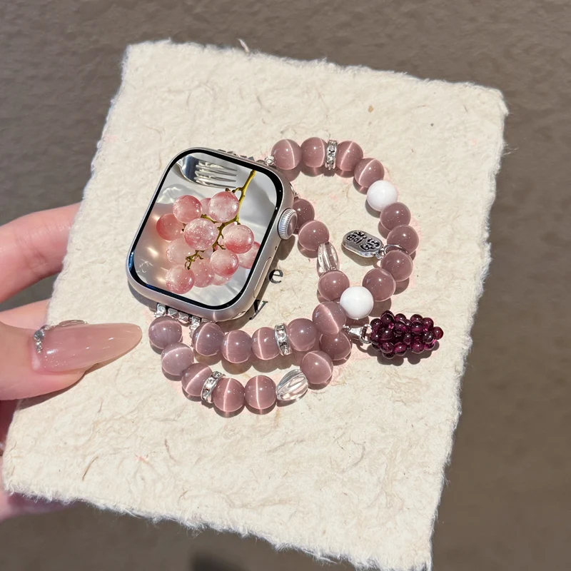 

Compatible with iWatch strap 38mm 40mm 41mm 42mm 44mm 45mm 49mm natural crystal bead fashion handmade strap