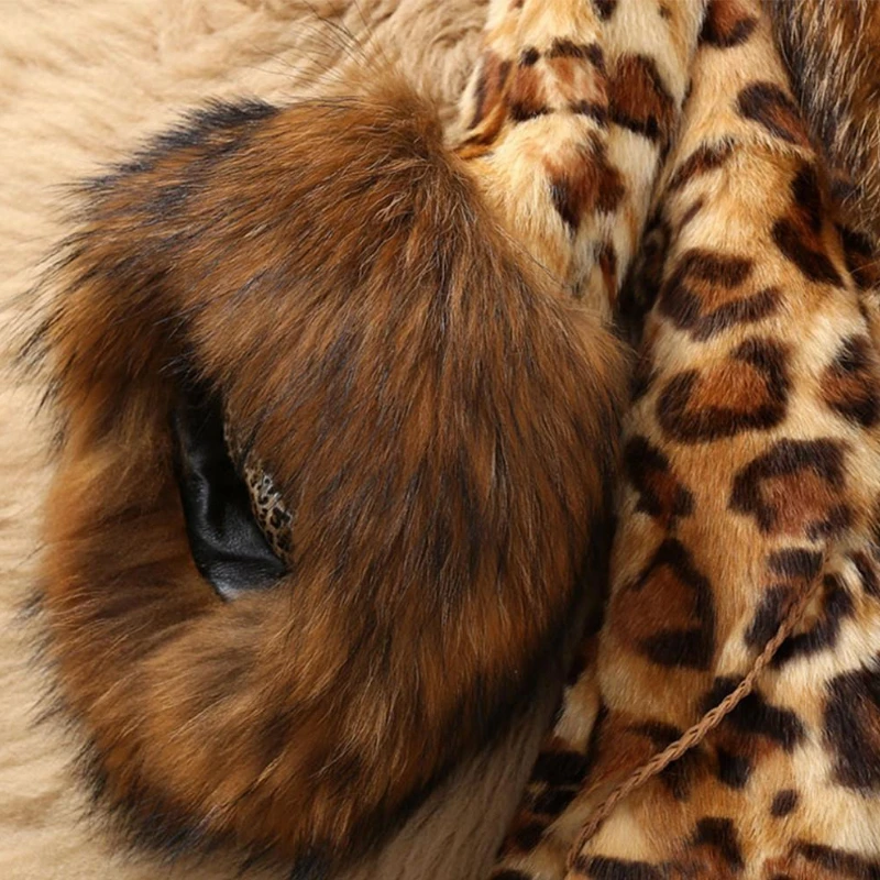 Fall/Winter 2025 Fur Coat Women's Long Leopard-like Raccoon Fur Collar Artificial Wool Warm Coat Fur