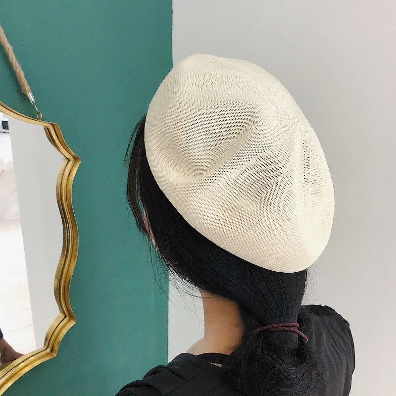 Boina de verão chapéus para mulheres boné plano malha 100% algodão chapéus senhora menina boinas chapéu osso feminino tocas pintor chapéu sol boné