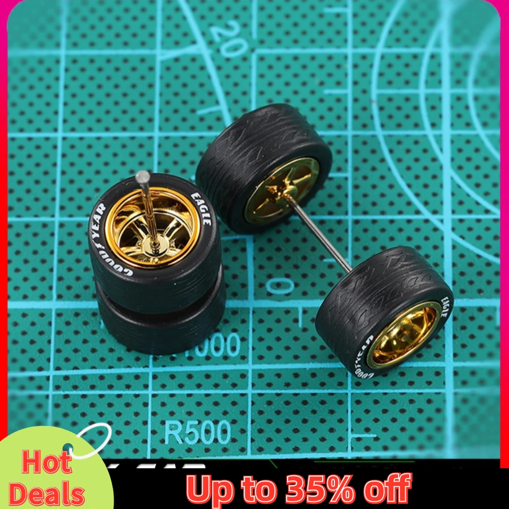 عجلات سيارة مطلية بالكهرباء من Kicarmod مع إطارات مطاطية قابلة للفصل ، أجزاء مجددة لعبة العجلات الساخنة ، طراز ممتاز ، مجموعة واحدة ، 1:64