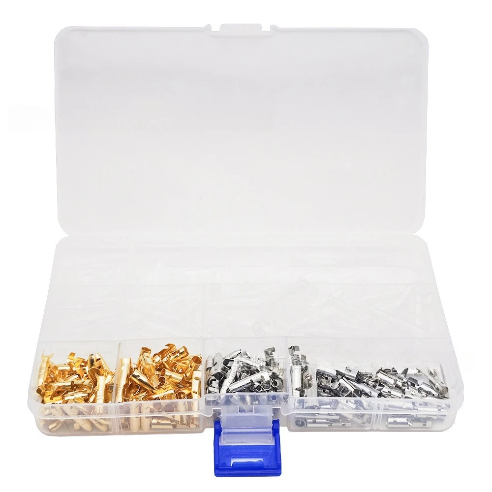 320Pcs 3.9mm Bullet Wire Terminal Kit Male Female Crimp Insert Pin Insulation Sleeve Disconnect Electrical Connectors Box