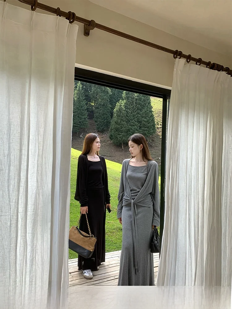 

Ele Casual Women's Tee-Piece Set Artistic mat Autumn Faion lectual Leisure Sle Comfortable Long-Sve
