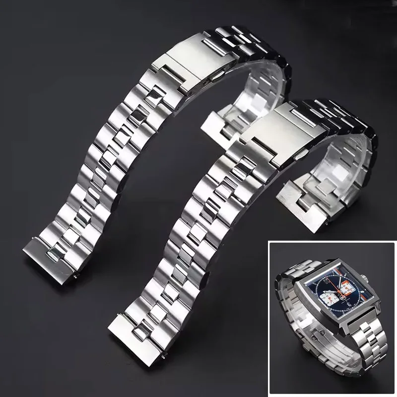 High-end Solid stainless steel watchbands for Tag Heuer Monaco CBL2111 CBL2180 CBL2113 CBL2115 BA0644 Silver watch strap 22mm