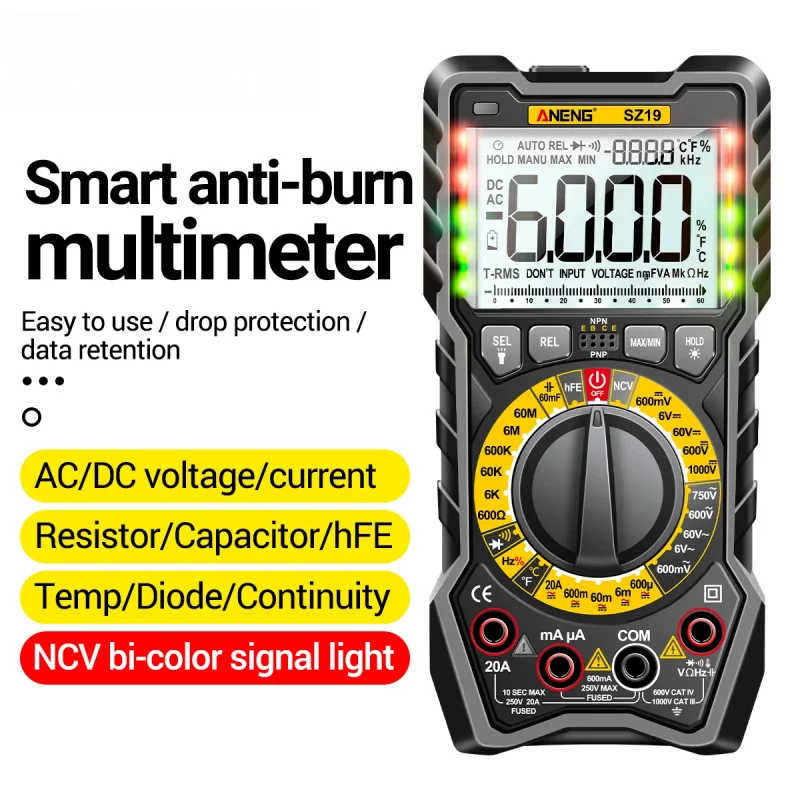 ANENG SZ19 Pro Digital Multimeter 6000 Counts Multimetro Avometer Transistor Capacitor Tester Profissional Lcr Meter