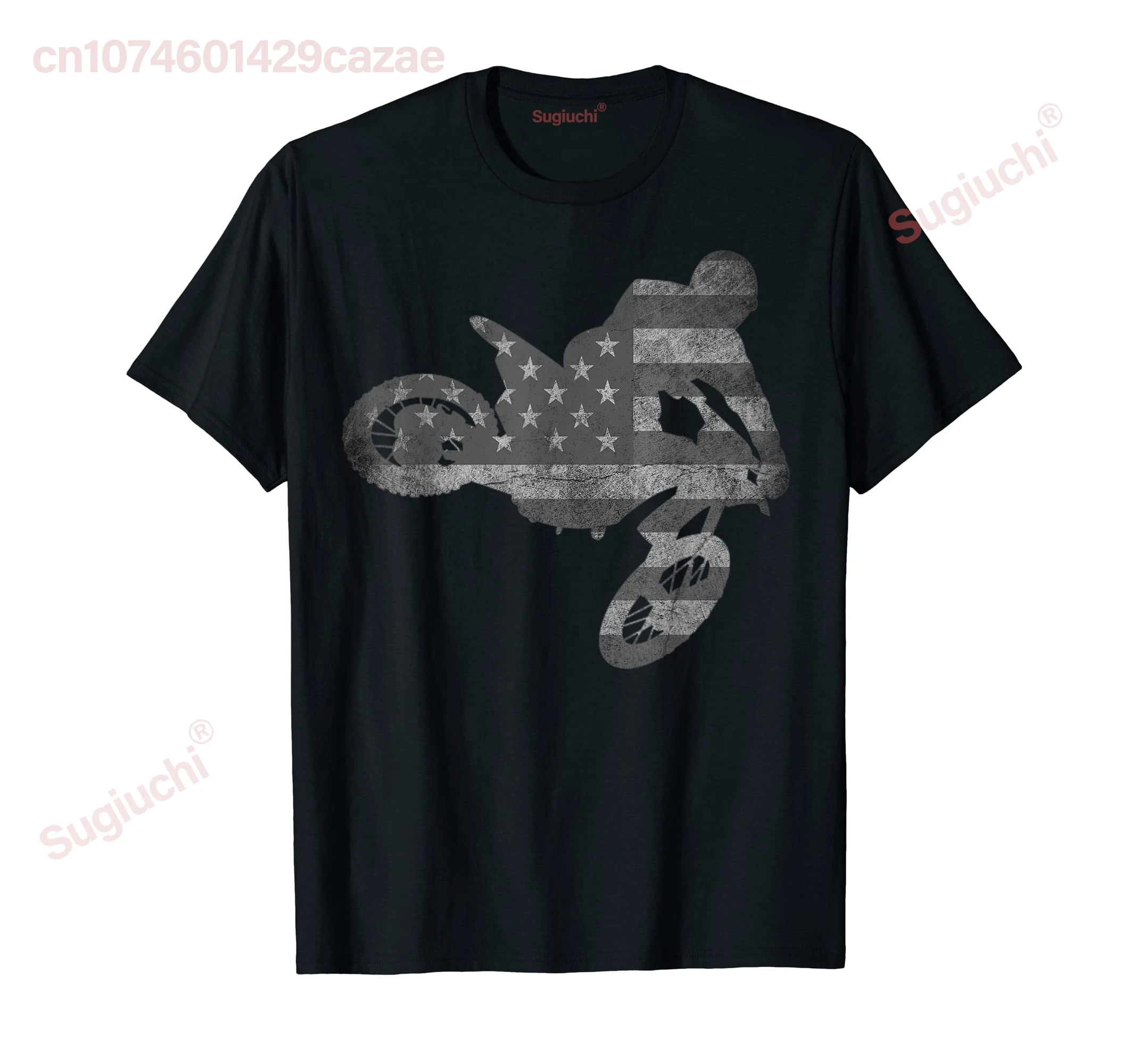 

100% Cotton Dirt Bike American Flag T-Shirt Motocross Enduro Shirt MEN WOMEN UNISEX T Shirts Size S-6XL