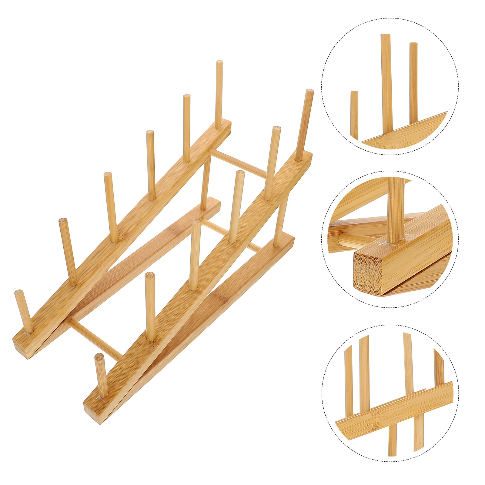 Dish Drainer Storage Shelves Rack Bamboo Shelf Bottles Pot Cover Drying Organizer Kitchen Accessory Draining Monitor Stand