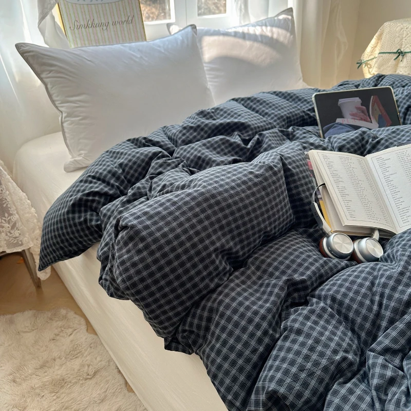 

2026 New Class A All-cotton Washed Cotton Yarn-dyed Checkered Quilt Cover Spring and Summer Comfortable and Breathable Bed Cover