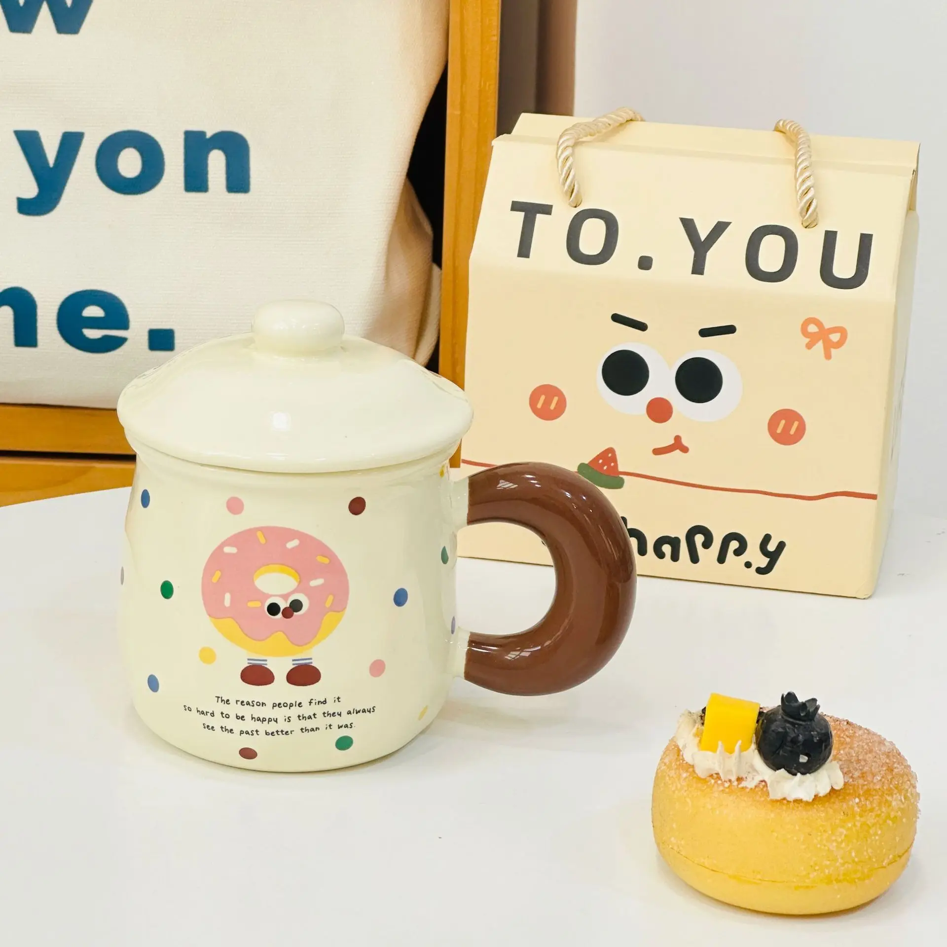 Handheld Box Set Household Ceramic Cute And Simple Mug Heat Resistant Water Cup Annual Meeting Small Gift For Use