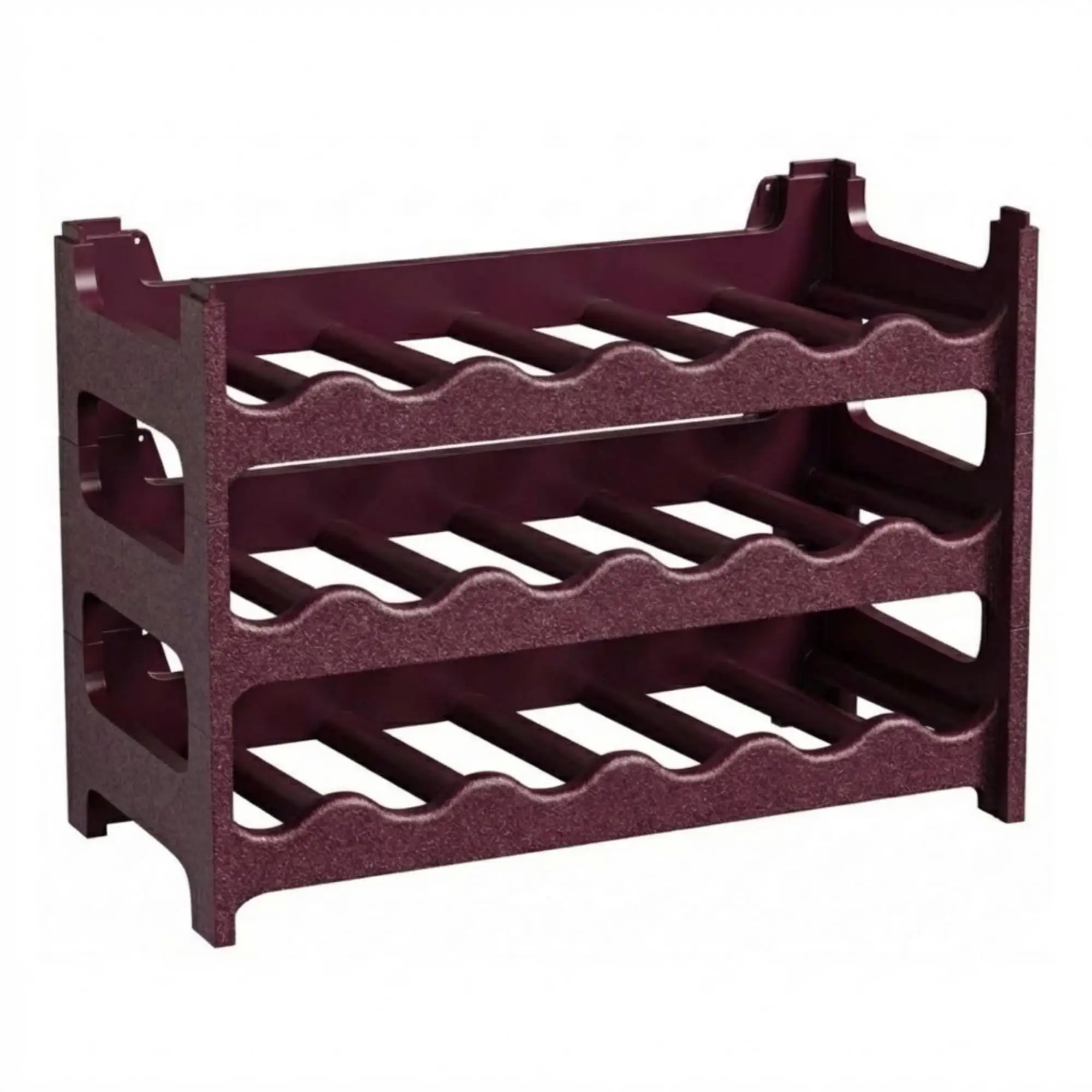Support à bouteilles modulaire en plastique empilable pour cave à vin, effet peau martelée, 6 bouteilles par module, Étagères Salvation - Rouge Bourgogne, 18