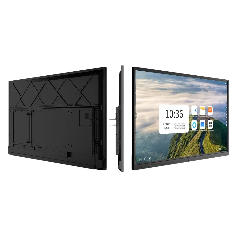 Smart Board With 4K Touch Screen Flat Panel, All Interactive Whiteboard 65 Inch 65 Inch Oled Tv Black And Silver Tv Stand 65inch