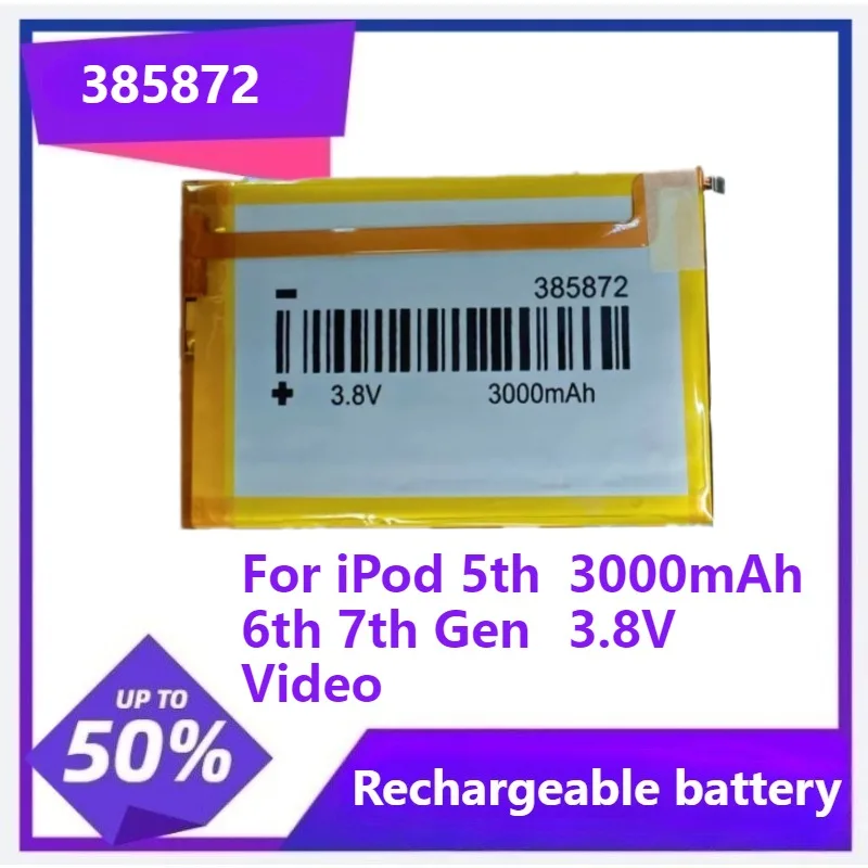 

385872 Brand-New Battery For iPod 5th Gen Video 30gb iPod 6th Gen Classic 80gb 120gb 7th Gen 160gb Batteries 3000mAh 3.8V