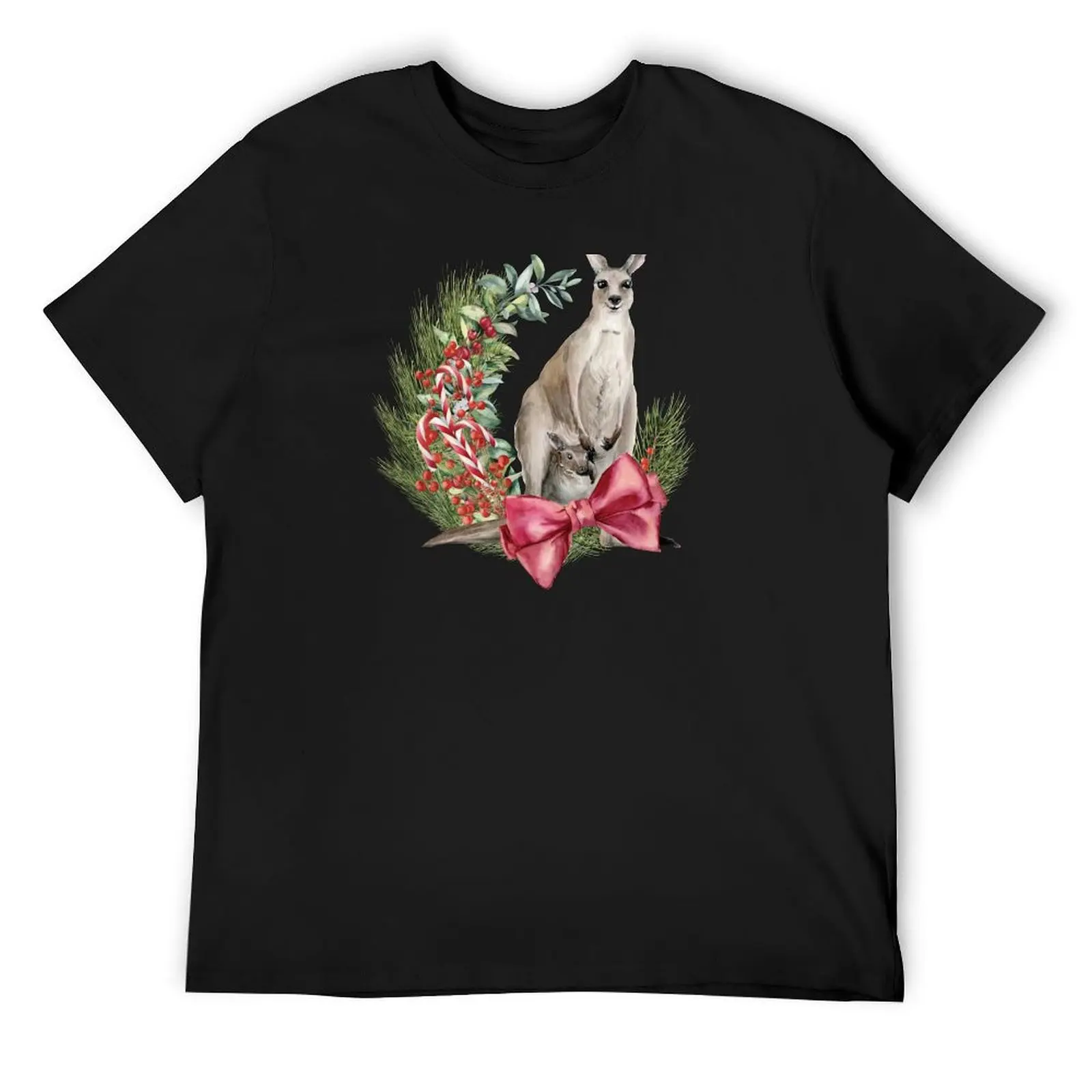 An Australian Christmas - Kangaroo Illustration T-Shirt blacks customs oversized graphic tee t shirt men