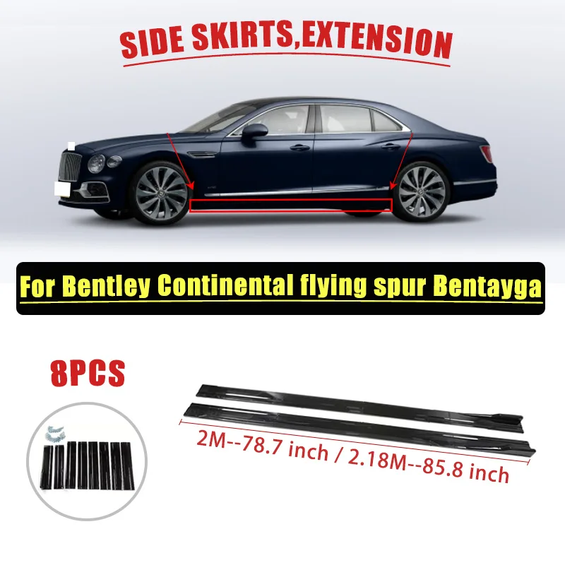 

2M/2.18M Side Skirt Extension Rocker Plate Lip Separator Bumper For Bentley Continental flying spur Bentayga 8PCS