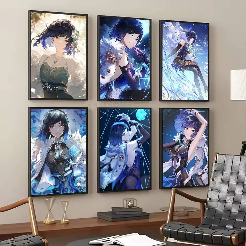 Yelan Anime Genshin Impact Posters Living Room Bar Cafe Quality Canvas Vintage Style Comics Painting Art Home Wall Decor Picture