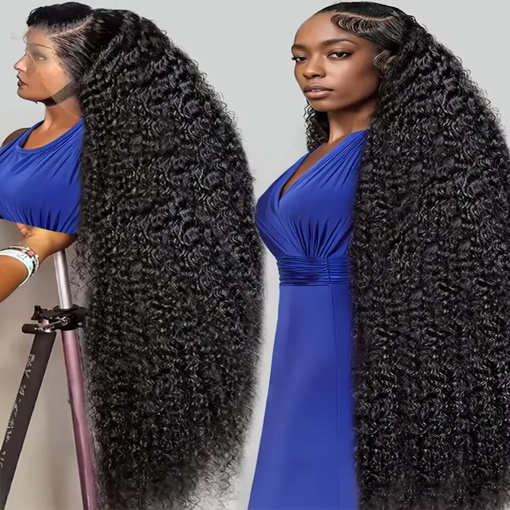 

Deep Wave 13x4 Lace Frontal Human Hair Wig On Sale 38 40 42 Inch Brazilian Remy 200% Density Curly 5x5 Closure Wigs for Women