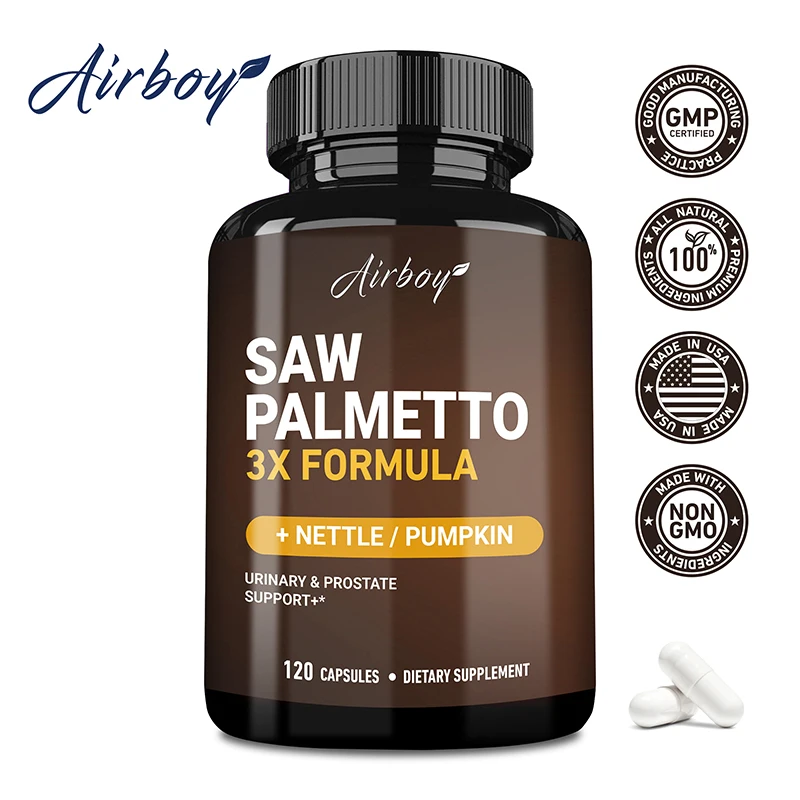 Saw Palmetto Capsules - Men's Prostate Health, Prevent Hair Loss, Relieve Frequent Urinary Incontinence