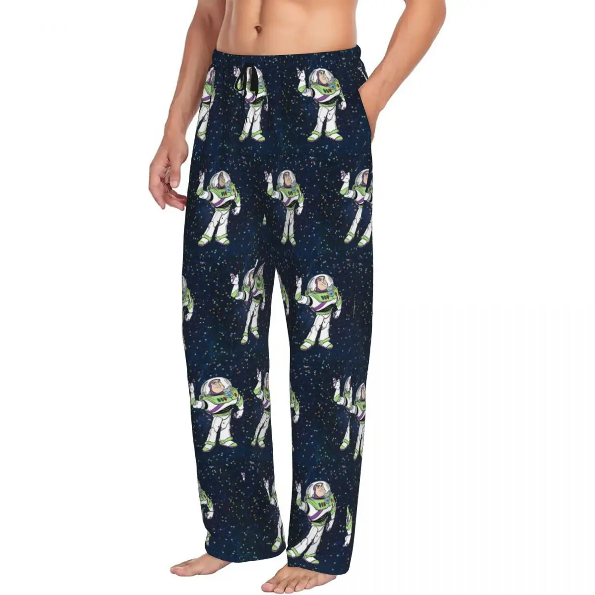 Custom Printed Men's Toy Story Buzz Lightyear Pajama Pants Anime Sleepwear Sleep Lounge Bottoms with Pockets