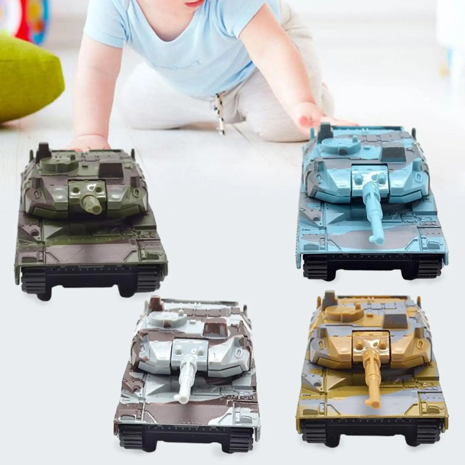 4 Pieces Pull Back Tank Toys Party Favors Educational Toys with Pullback for