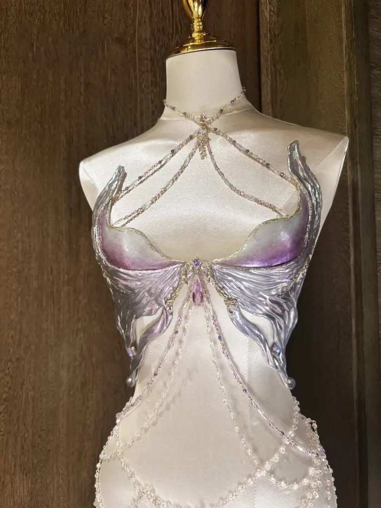 Fada biquíni sereia resina de cristal + sutiã de silicone vestidos de festa vestidos de noite lingeries sexy quente arcano adulto maiô feminino