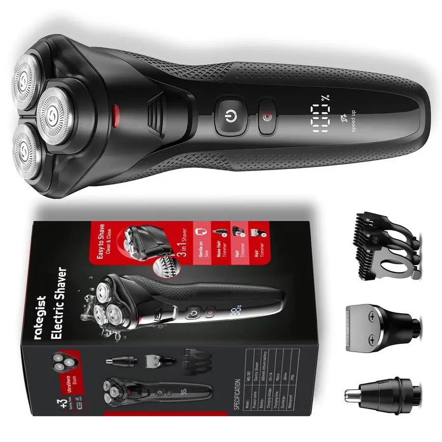

3in1 Electric Shaver for Men A Turbo Charged, IPX7 Waterproof Grooming Tool for Face, Beard and Nose