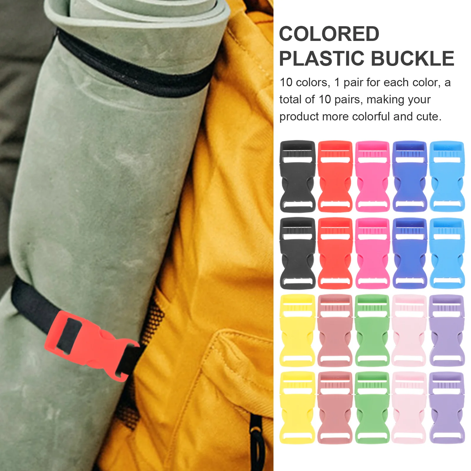

Side Release Buckles Adjustable Plastic Strap Clips For Backpack Pet Collar Leash Multi-Function Outdoor Accessory