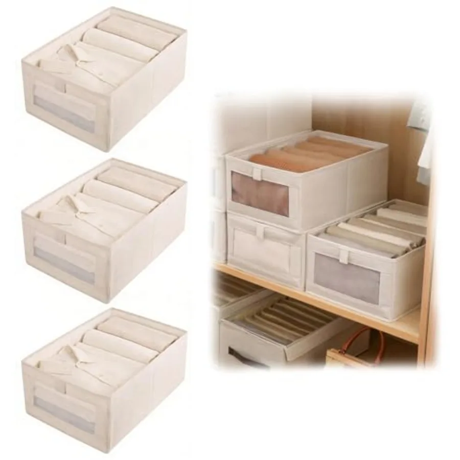 Boîtes de rangement pliables, lot de 3, rangement en tissu, 40 x 27 x 17 cm, boîte de rangement en tissu pour vêtements, sacs, jouets