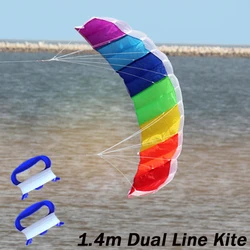 Outdoor Fun High Quality 1.4m Dual Line Parafoil Kite With Handle String Rainbow Sports Beach Good Flying