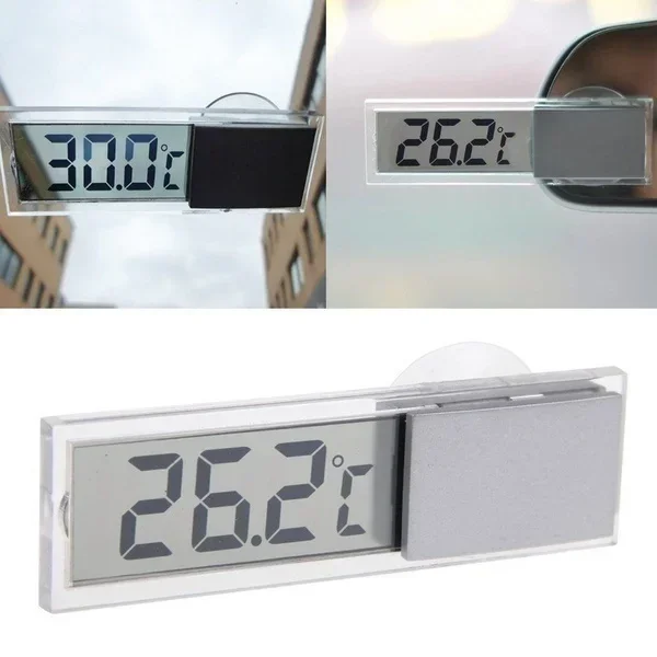 Display Suction Cup Electronic Clock Glass Time Automotive Products LCD Car Mounted Electronic Meter Thermometer Dual-purpose