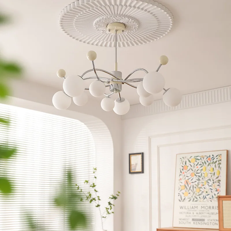 Medieval living room chandelier magic bean Internet celebrity bedroom light Bauhaus cream wind