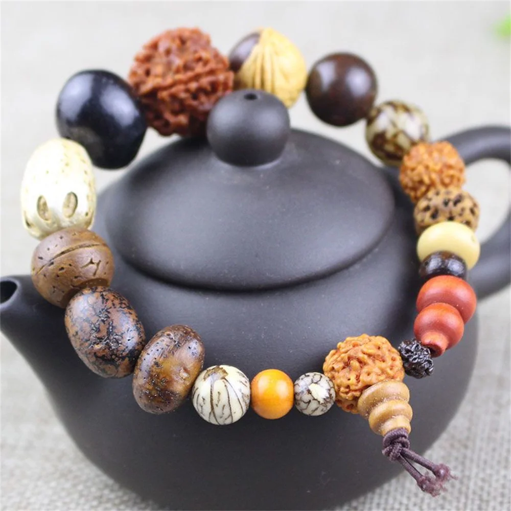 Retro Tibetan Buddhism Natural 18 Bodhi Beads Mala Bracelet Buddhist Meditation Prayer Jewelry Good Luck Energy Amulet