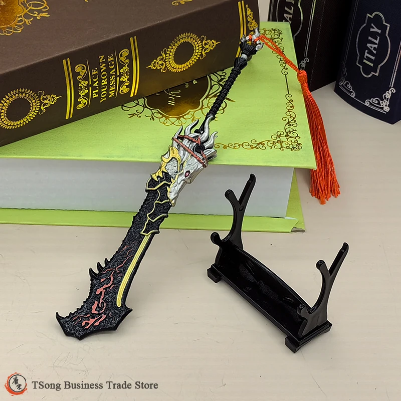 22CM Naraka Bladepoint Game Peripheral Metal Broad Blade Wolf Lord Replica Miniature Cosplay Cold Models Decorations Toy for Kid view 5