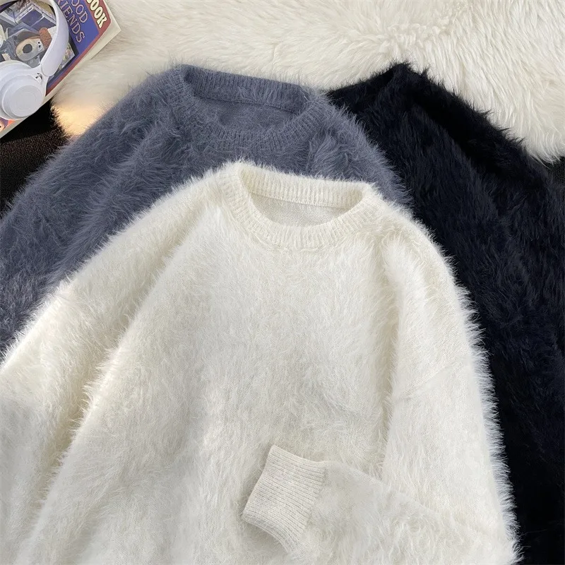 

Soft Nurturing Men's Knitted Sweater Autumn Winter Large Size Water Rabbit Fur Base Layer irt American Sle Jaet