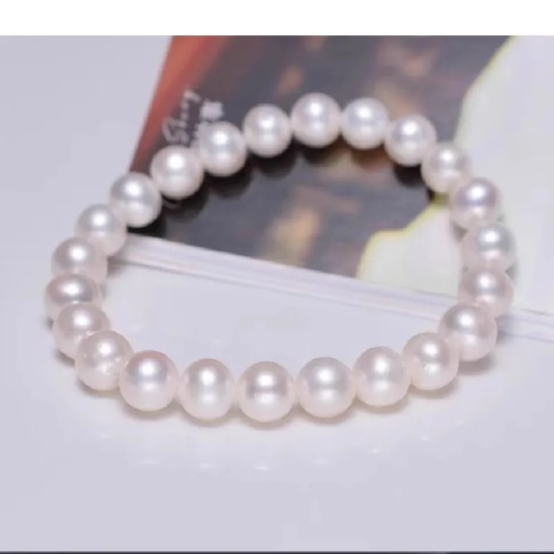 Grace 7-8mm White Pearls Bracelets Genuine Wedding Gifts Jewelry