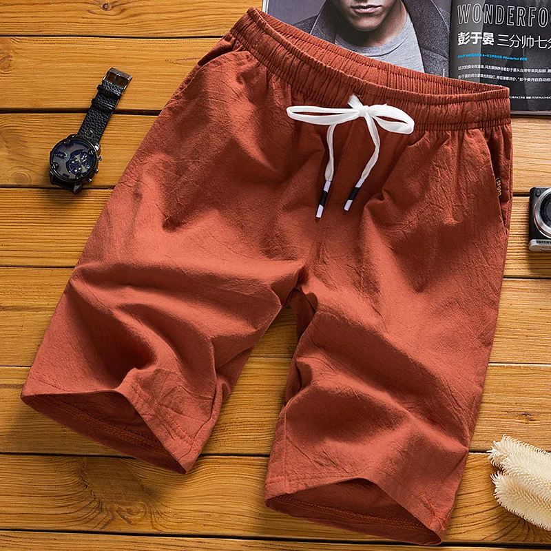 Shorts Men's New Drawstring Breathable Solid Color Shorts Quick-Drying Thin Straight Outerwear Five Pants