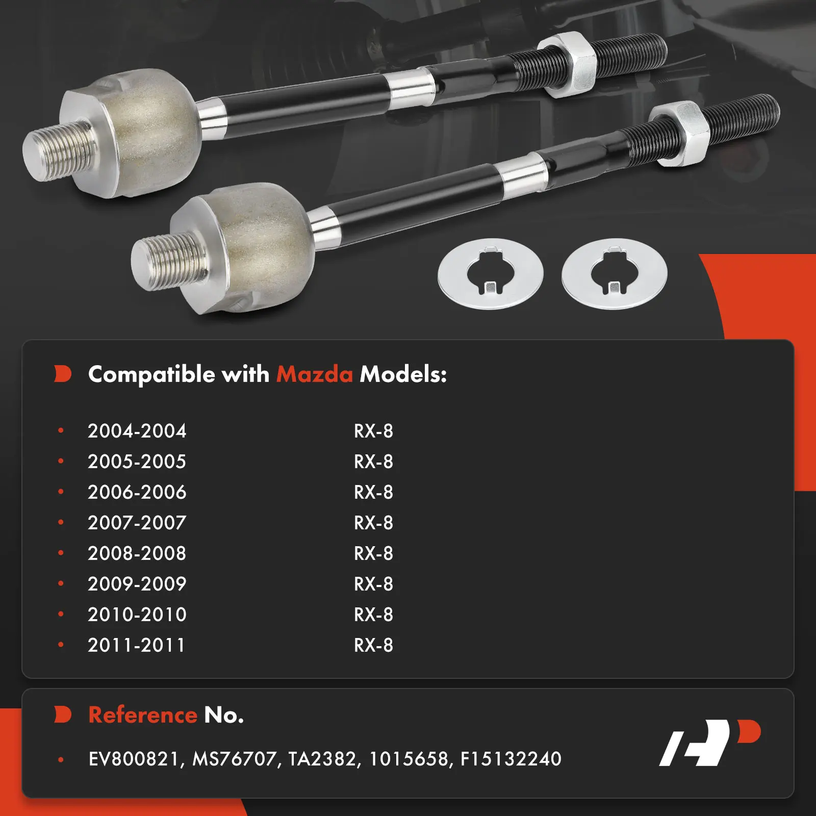 A-Premium 2x Front Inner Side Tie Rod End for Mazda RX-8 2004-2011