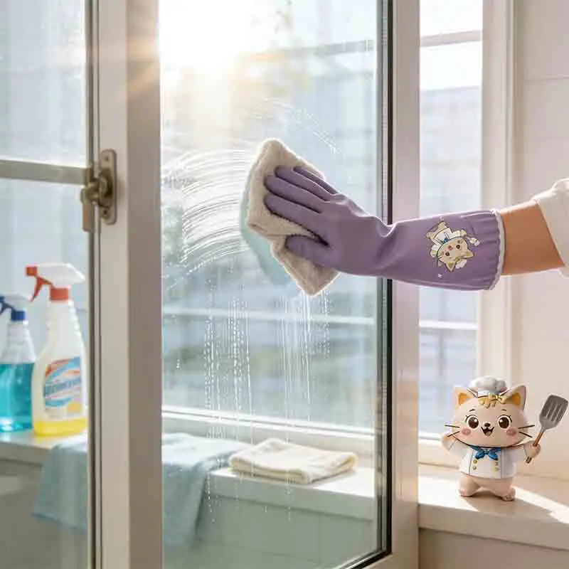 1 pair of household cleaning and dishwashing gloves for women, soft nitrile rubber latex waterproof, non slip, durable gloves