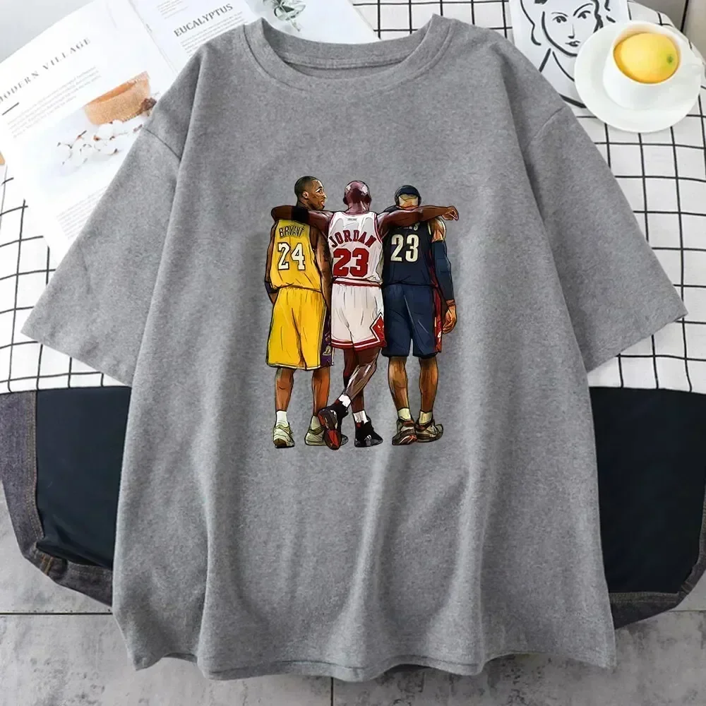 2024 Summer Men\'s T-shirt Basketball Player Printed T-shirt Sports Casual Street Short Sleeve Oversized Tee Shirt Men Clothes