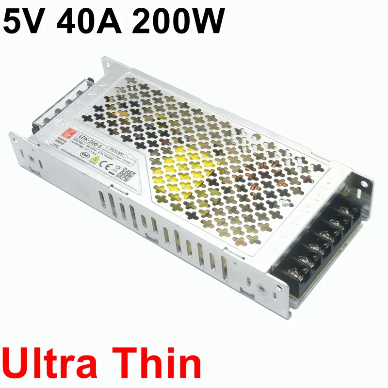 Schakelende Voeding 5V 40A 200W Ultra Dunne 3Cm Dikke Ultradunne Led Driver Ac 220V Input naar Dc 5V Voor Led Display Strip Licht - afbeelding 2