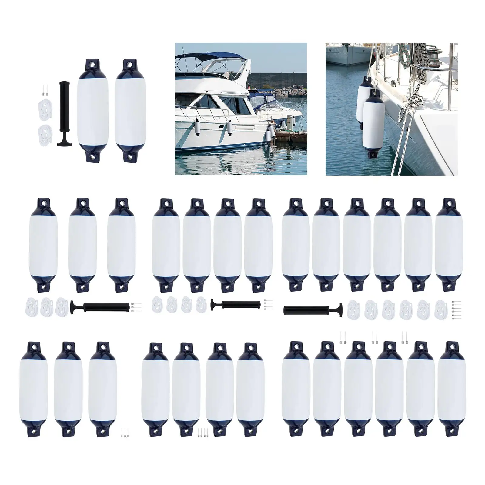 

Boat Bumpers Fenders with Ropes for Mooring Cushioning Yachts Sailboats