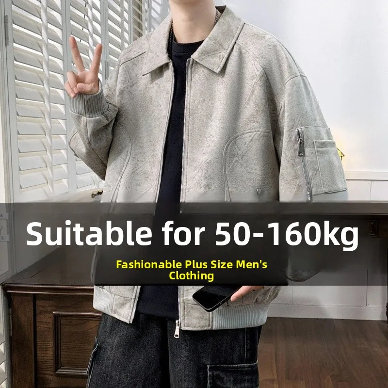 

Мужская куртка очень большого размера из замши и бархата, свободная рабочая одежда, пальто в американском стиле ретро, повседневное модное полиэфирное волокно