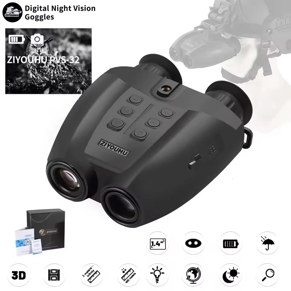 

PVS-32 Helmet Night Vision System Digital Infrared Dual Tube 1080P HD Camera with 8X Zoom Remote Head Mounted for Enhanced Visib