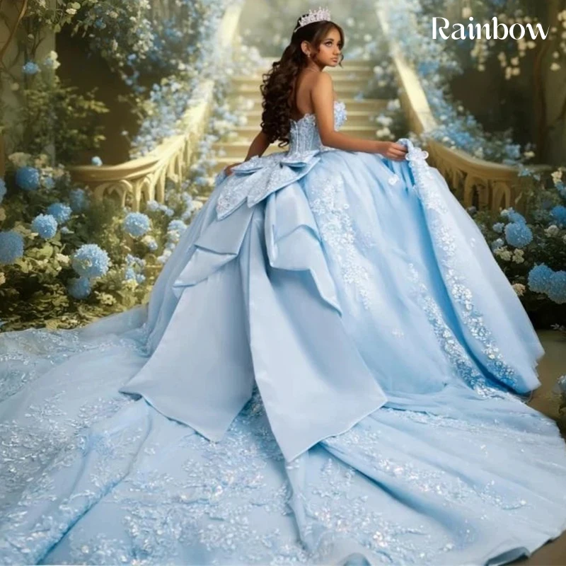 

Quinceneara Dress Organza With Embroidery Beading Elegant Boat Neck Sleeveless Customized Ball Gown Bow Lace Up Vestido De Noche